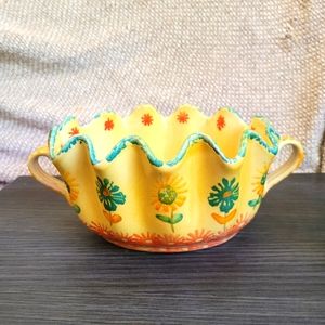 Italica Ars Hand Painted Sunflower Pottery Dish